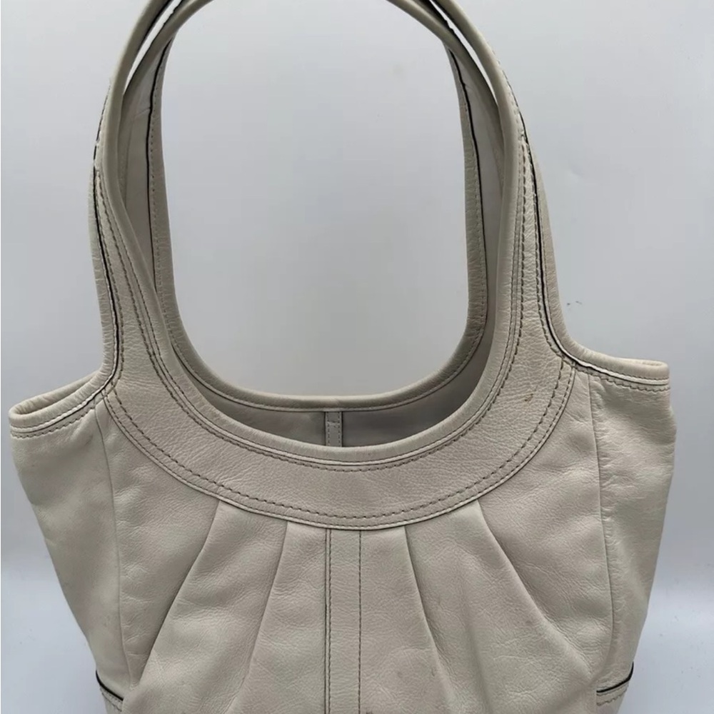 Coach Ergo Ivory Leather Tote Tattersall Lining